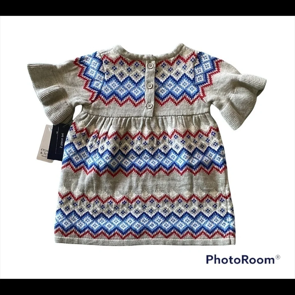NWT-CROWN AND IVY-SWEATER DRESS WITH TIGHTS-18 MONTHS
